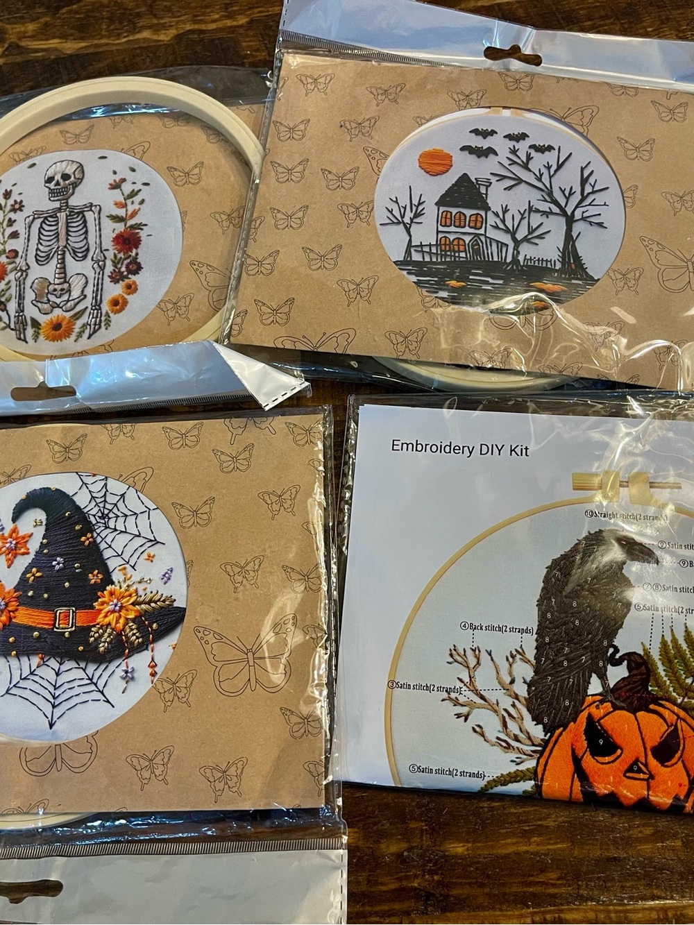 Halloween Embroidery DIY Kit - Orange & Black